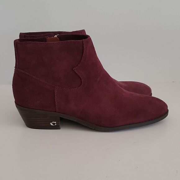 Coach Women's Danni Suede Booties Wine Size 7.5 - Picture 1 of 14